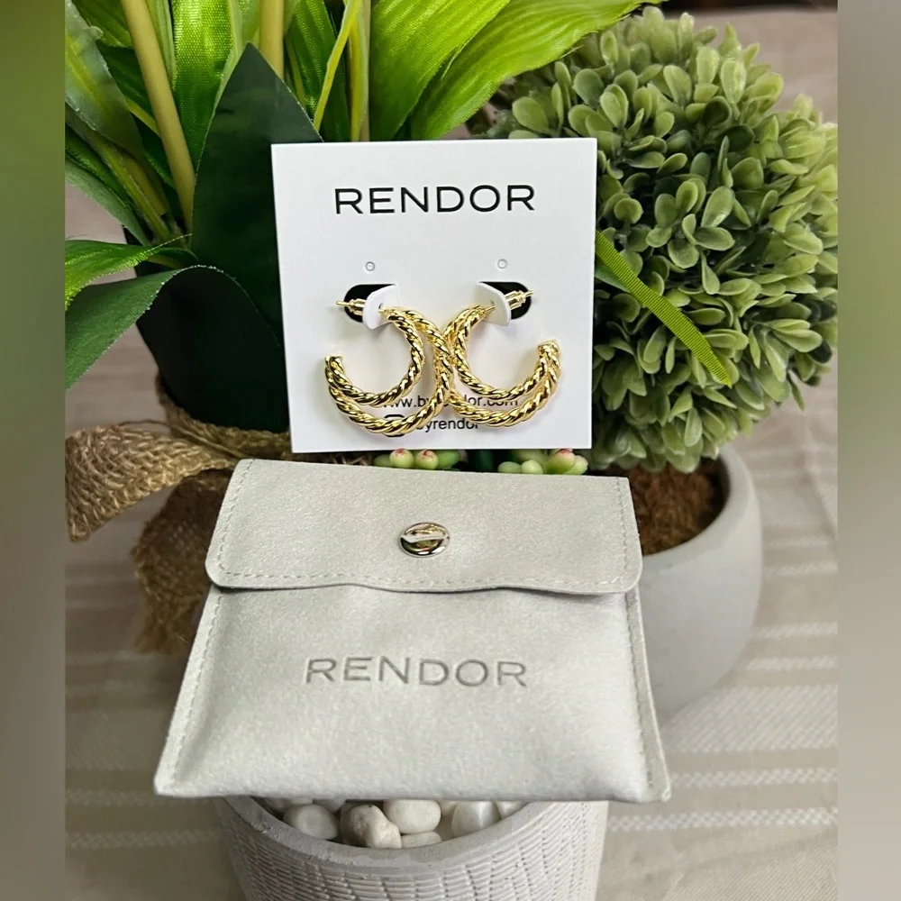 Rendor Victoria Yellow Gold Double Hoop Earrings